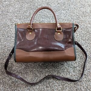 Vintage Brahmin Leather Handbag Purse Brown